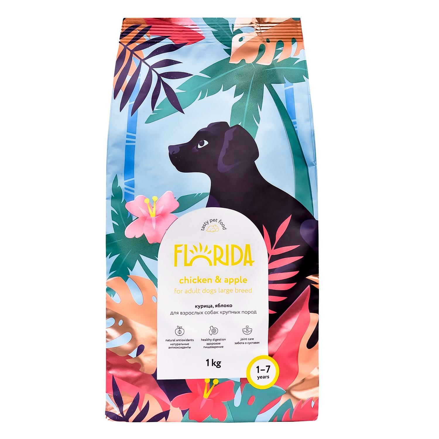 Корм для собак Florida 1кг крупных пород курица-яблоко - фото 1