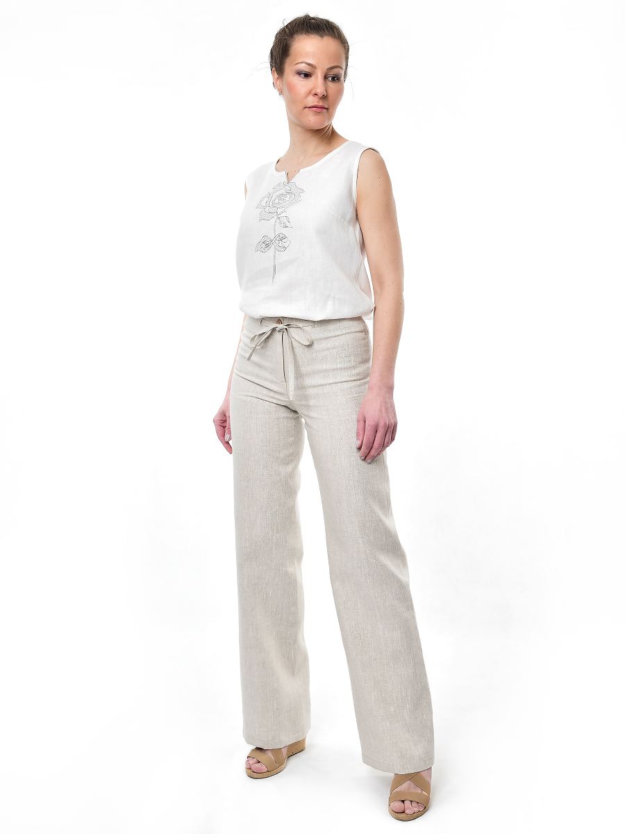 Брюки Льняная Горница бр001-02/светло-серый - фото 2