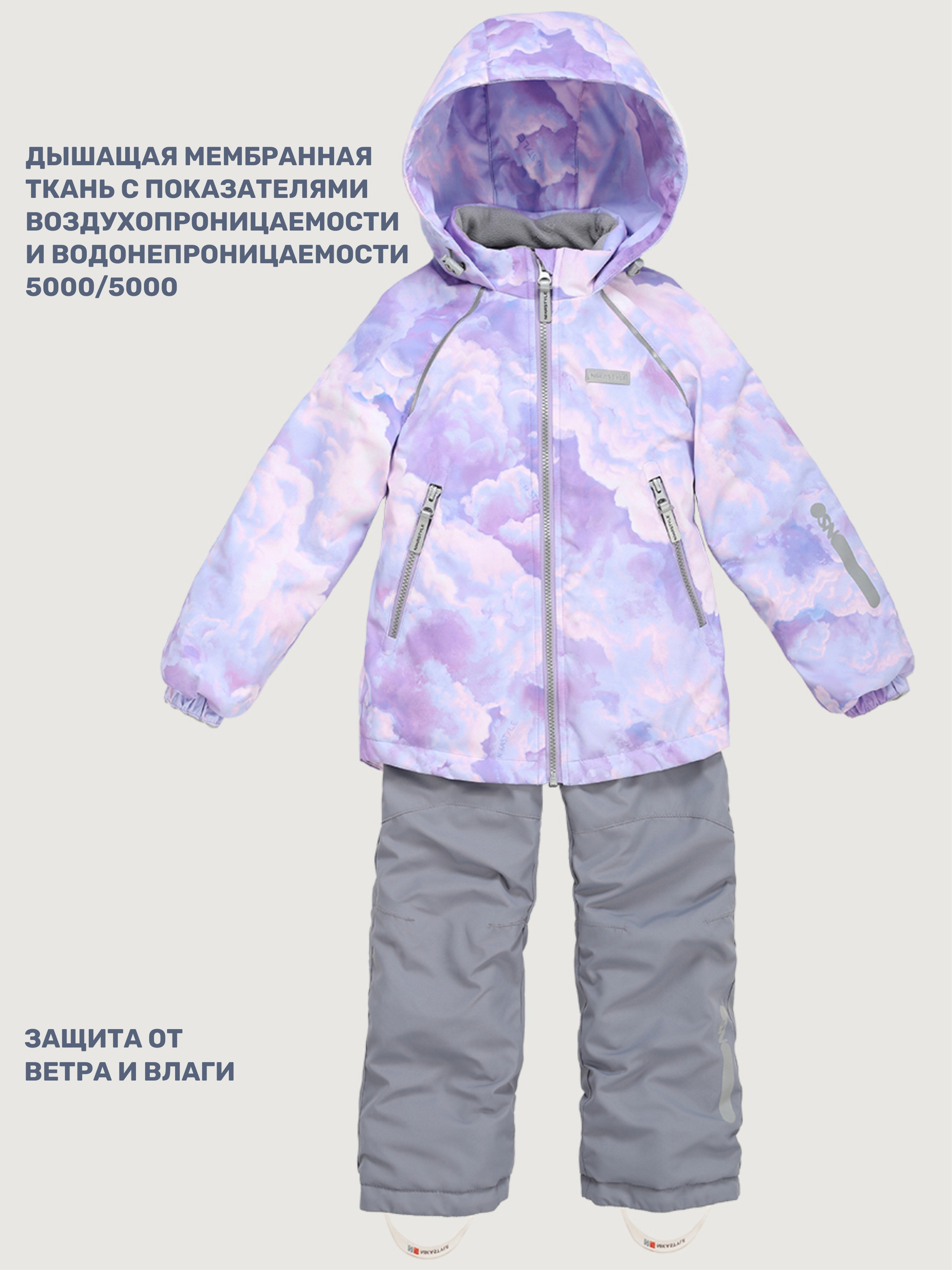 Куртка и полукомбинезон NIKASTYLE 7м0825 сирень/серый - фото 4