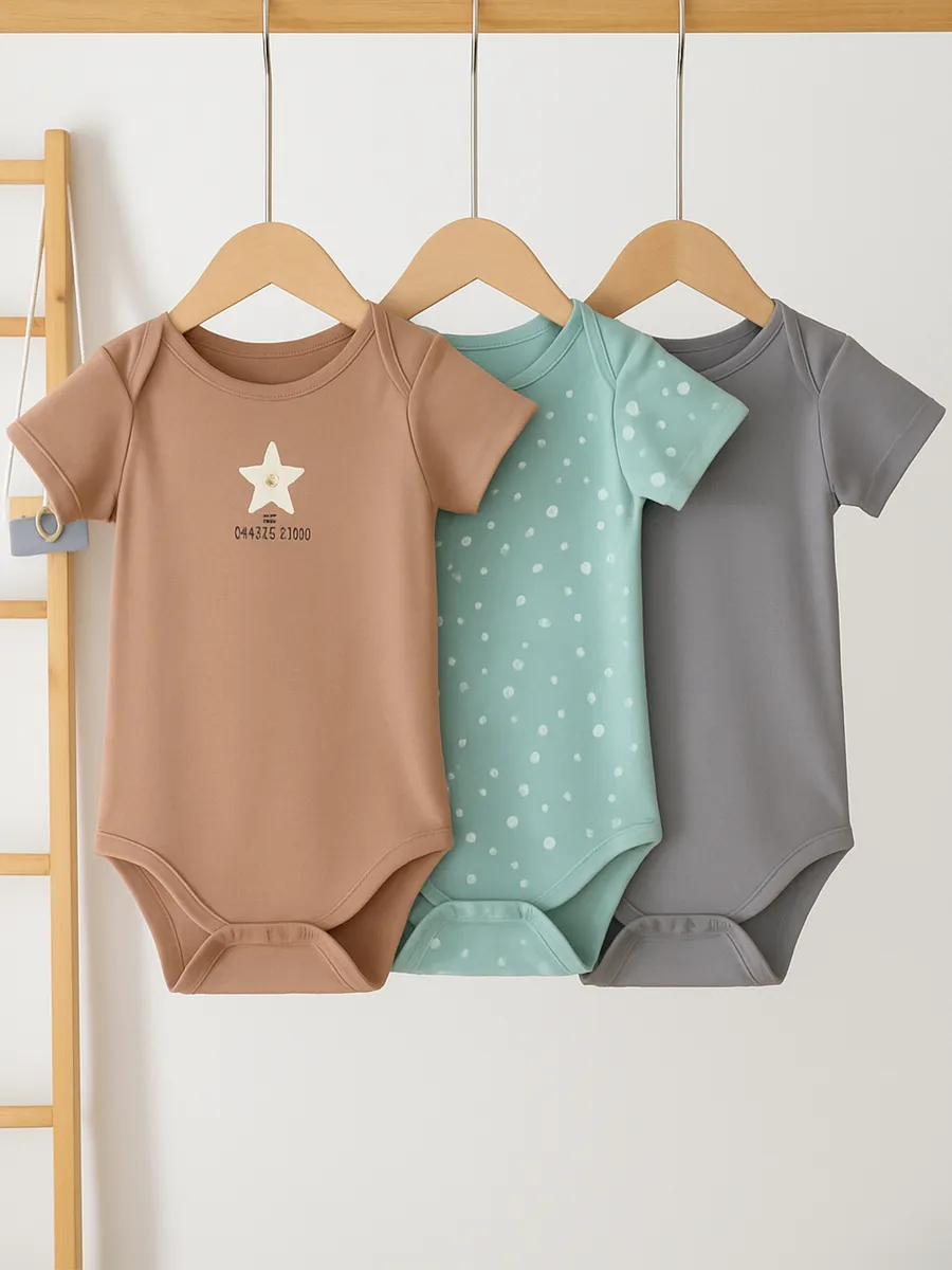 Боди 3 шт Mark Formelle (Марк Формэль) 13015-1-3/имбирный +горошки на бирюзе +серый - фото 1