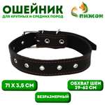 Ошейник Пижон кожаный на синтепоне безразмерный 71 х 3.5 см чёрный