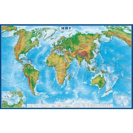 Карта настенная Атлас Принт Мир физическая 1.57x1.07 м