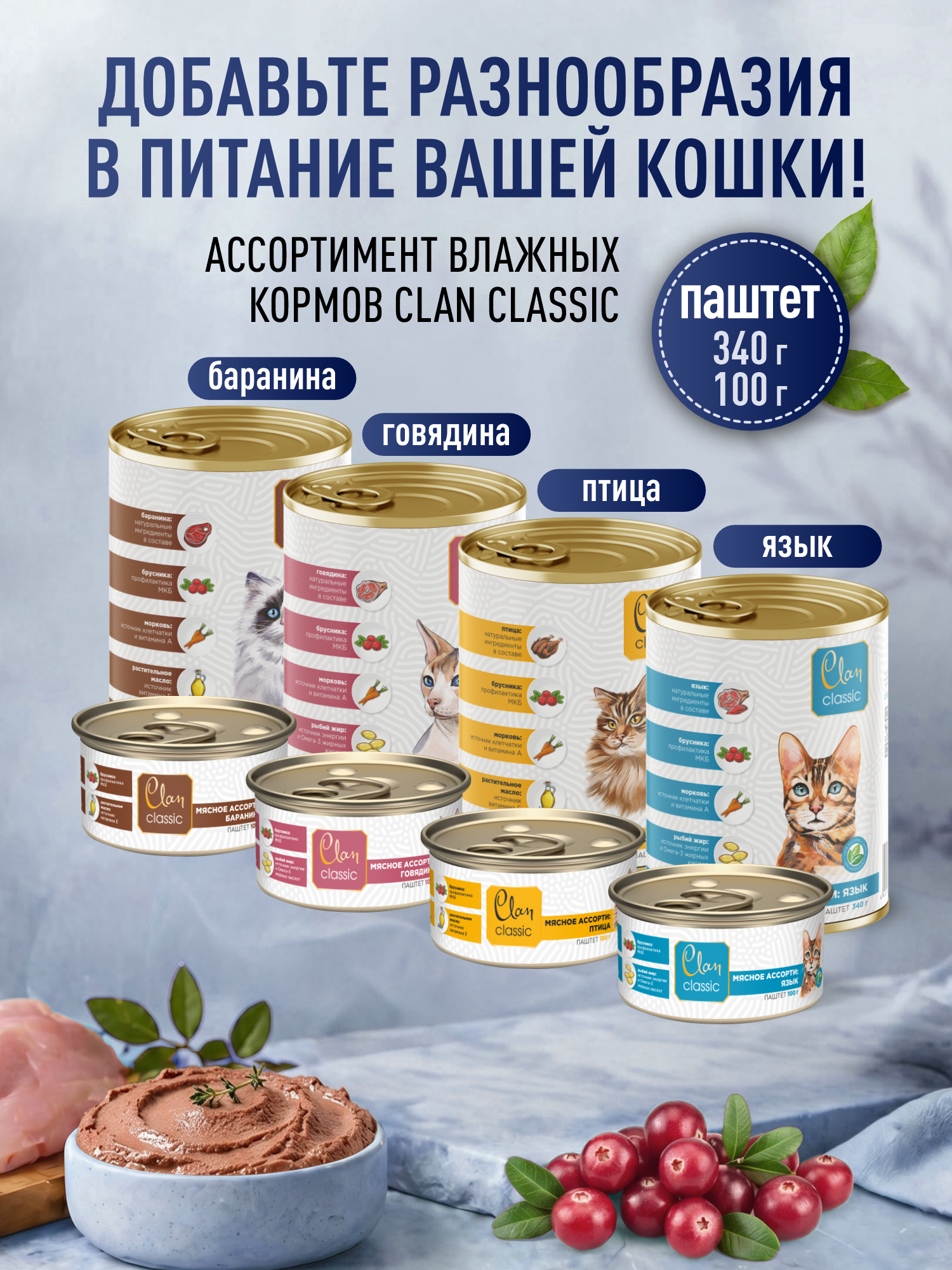 Корм для кошек сухой Clan Classic Choosy 29/13 индейка и кролик 1.25кг - фото 8