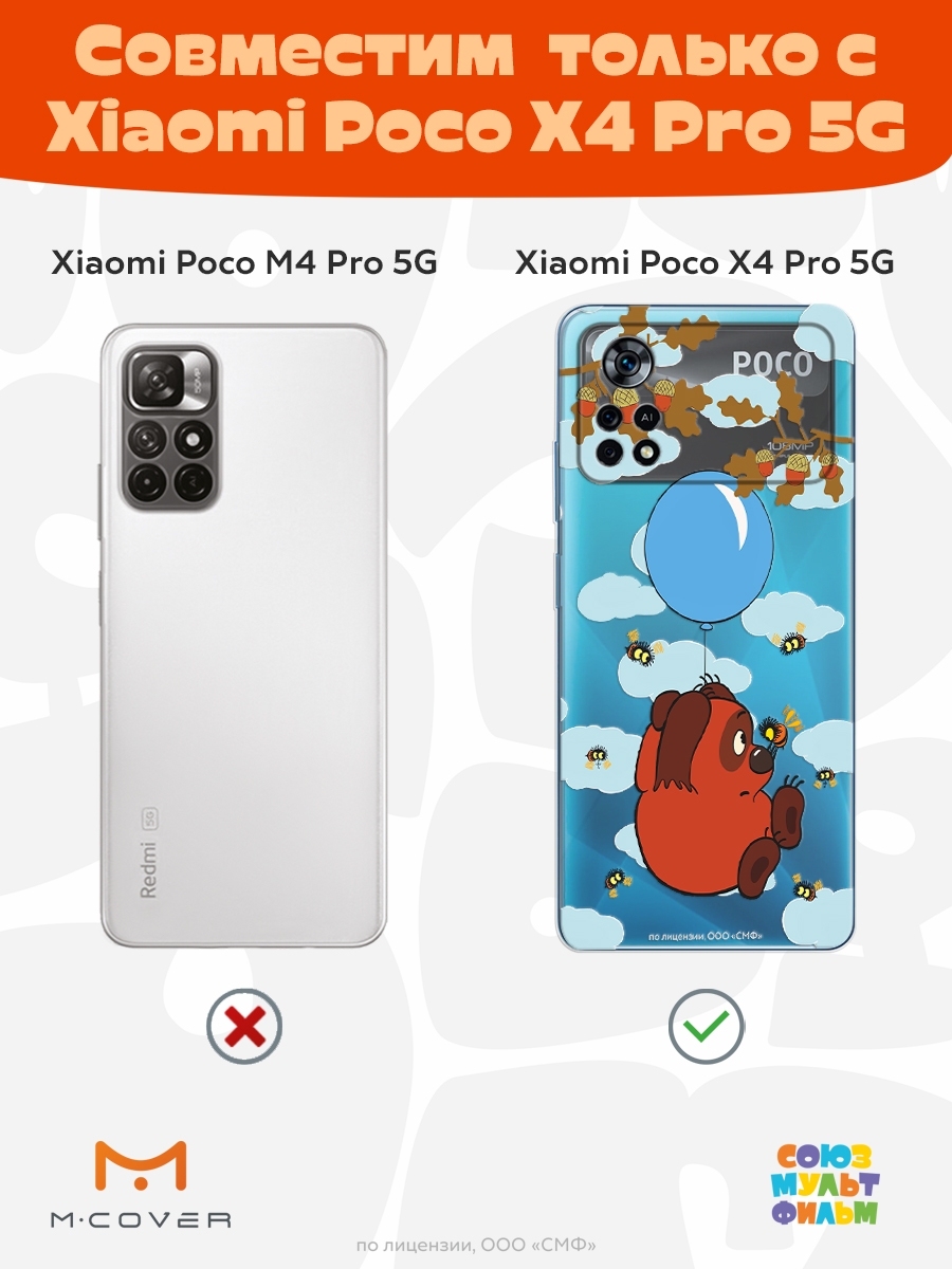 Силиконовый чехол Mcover для смартфона Xiaomi Poco X4 Pro 5g Союзмультфильм Полет на голубом шарике - фото 4