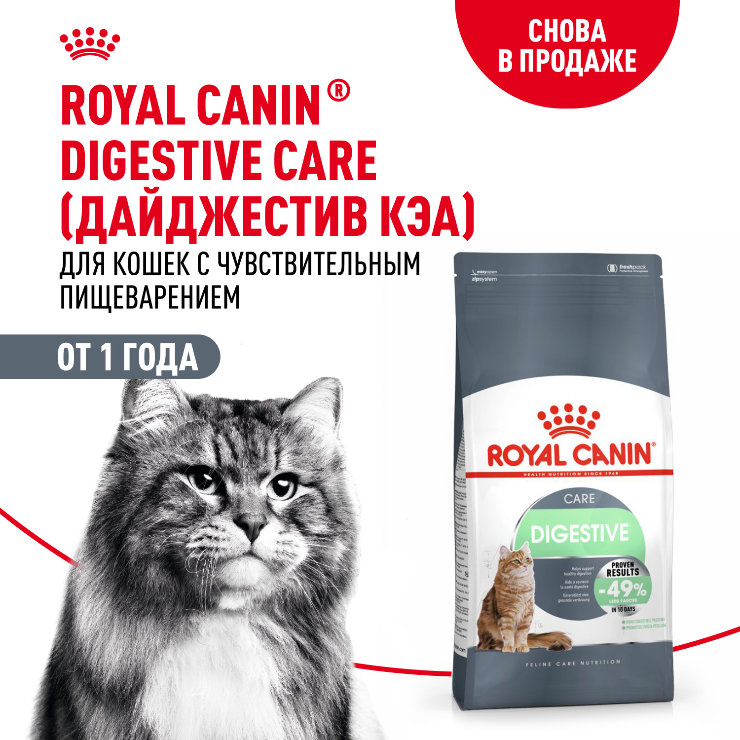 Корм сухой для кошек ROYAL CANIN 2кг Digestive care для поддержания здоровья пищеварительной системы - фото 1