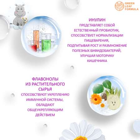 Детский сироп для кишечника Green Leaf Formula для детей от 3 лет укрепление иммунитета пребиотик инулин 100 мл