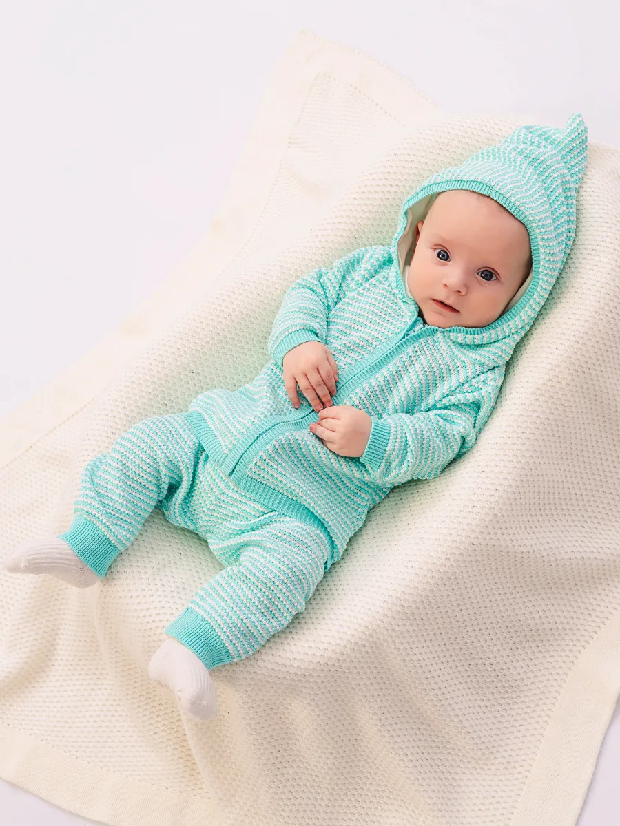 Кардиган и штанишки Linas baby 4285-11-Ментол-белый - фото 4