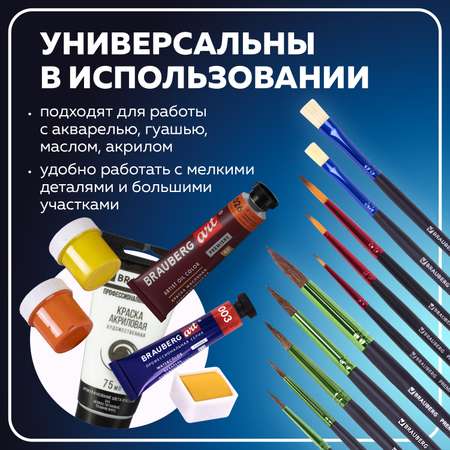 Кисть Brauberg 10 шт. (синтетика, пони, щетина)