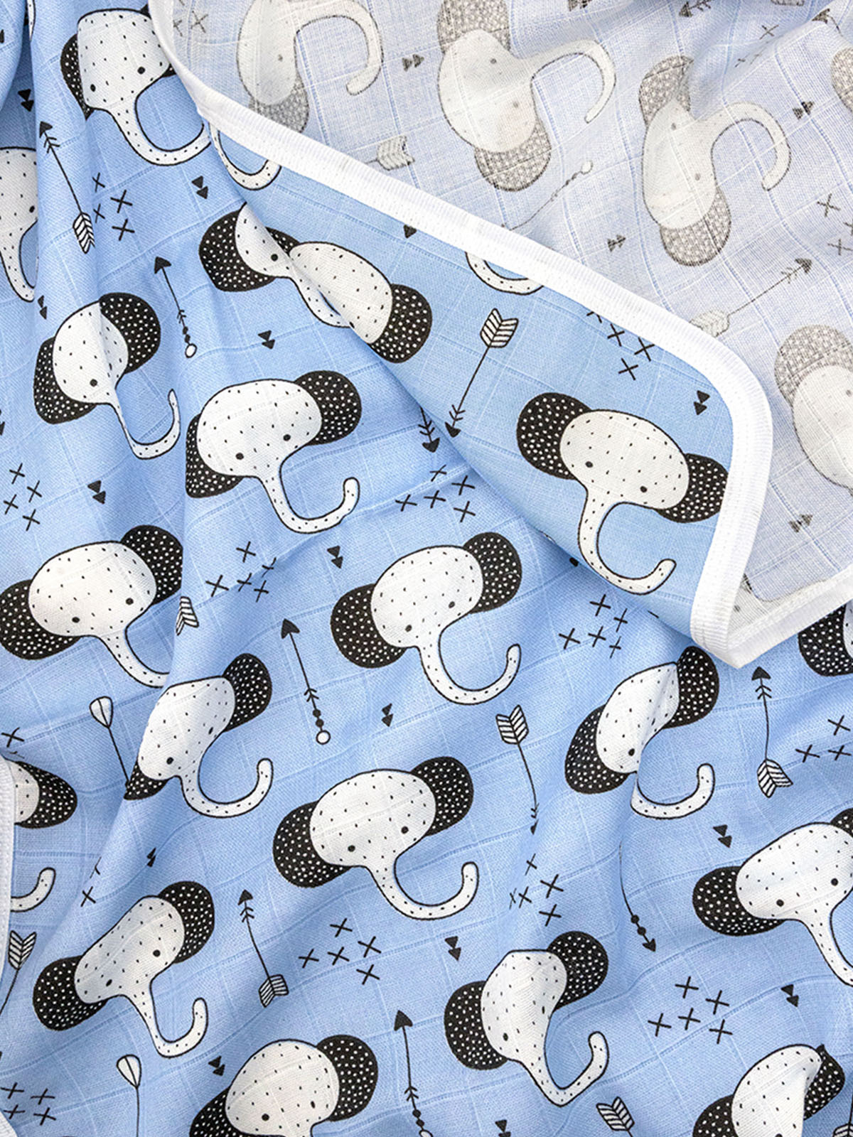 Пелёнка Mjolk Слоники/White муслин 2 шт. - фото 4