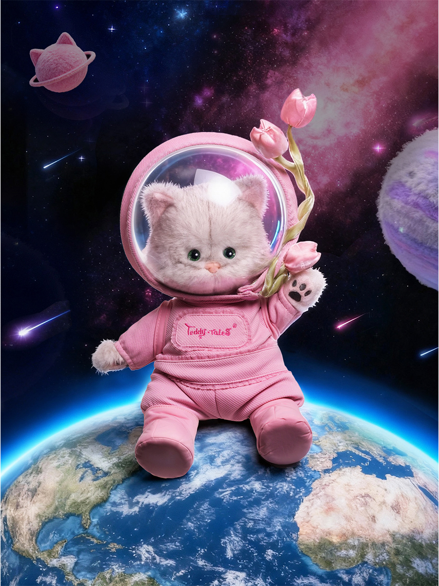 Мягкая игрушка TeddyTales Котик Космонавт Розовое чудо - фото 13