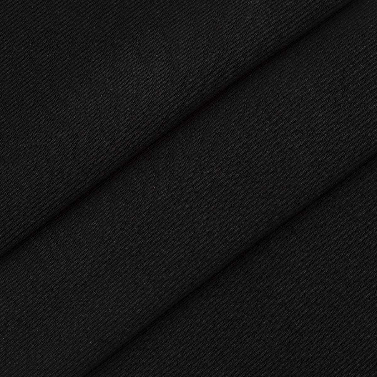 Кашкорсе с лайкрой Совушка трикотаж с рубчиком для шитья и рукоделия 30/1 25х59см черный 28962 - фото 1