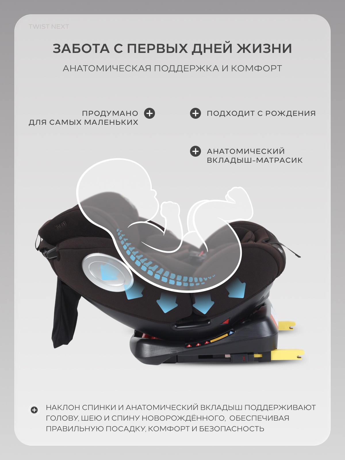 Автокресло Rant Basic Twist Isofix 0+/1/2/3 (0-36 кг) коричневый - фото 5