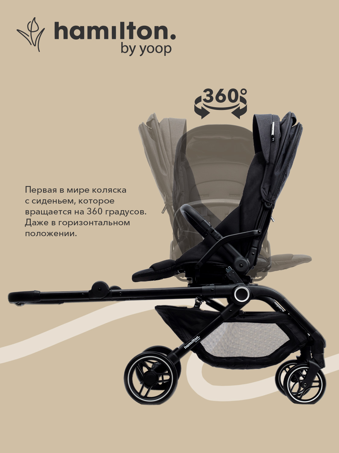 Коляска прогулочная Hamilton by Yoop T1 черный - фото 2