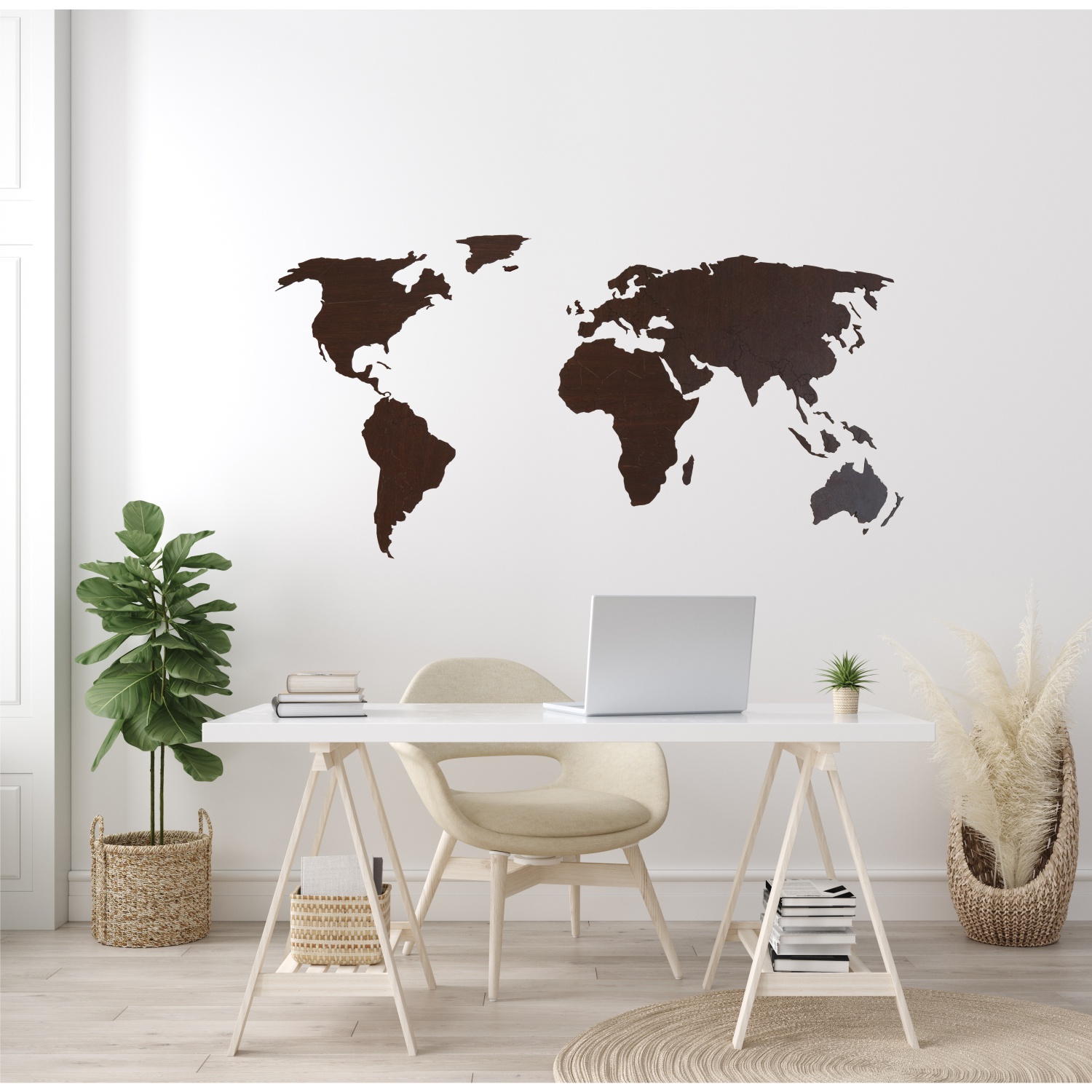 Карта мира настенная Afi Design деревянная 150х80 см Large венге - фото 5