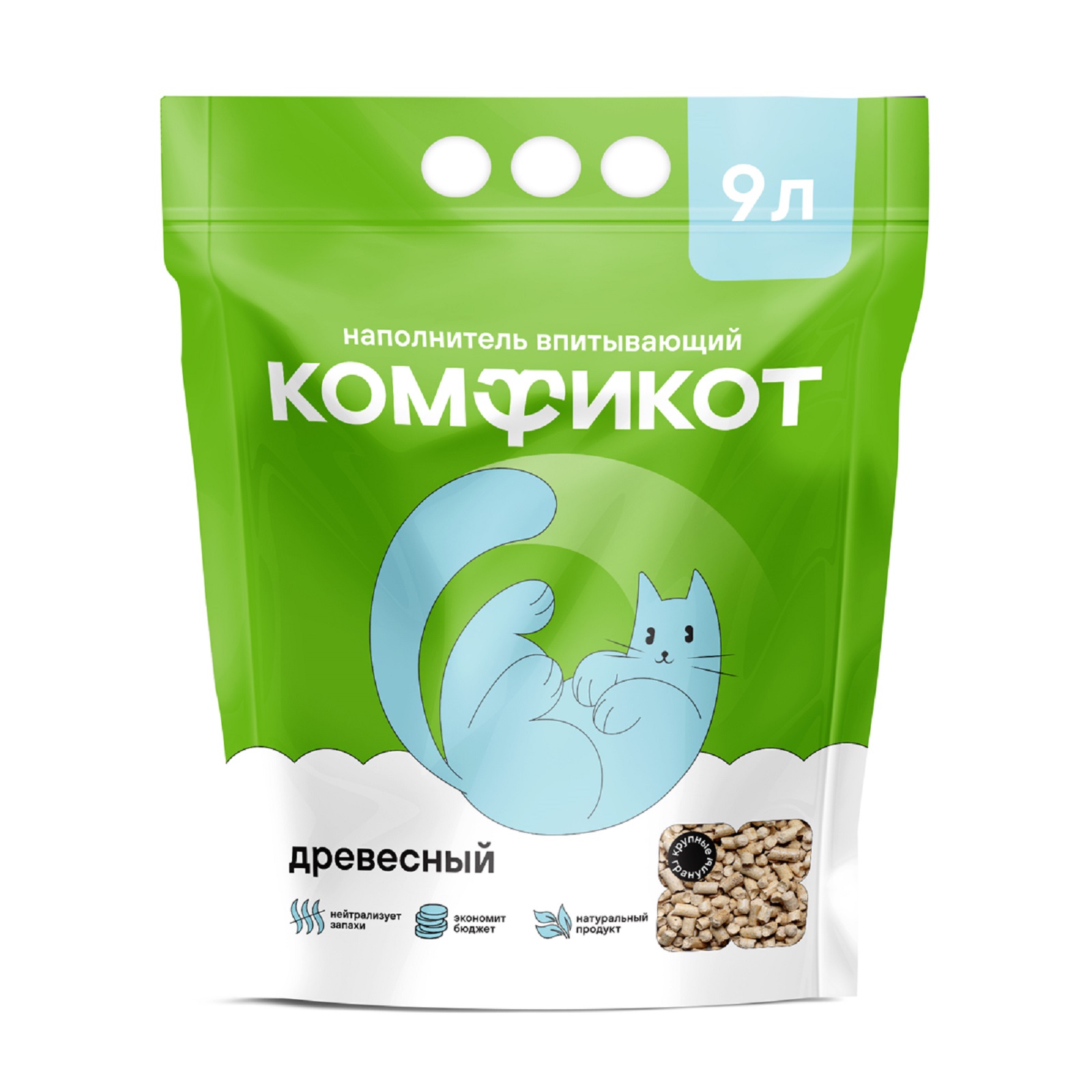 Наполнитель КОМФИКОТ 9 л впитывающий, древесный - фото 2