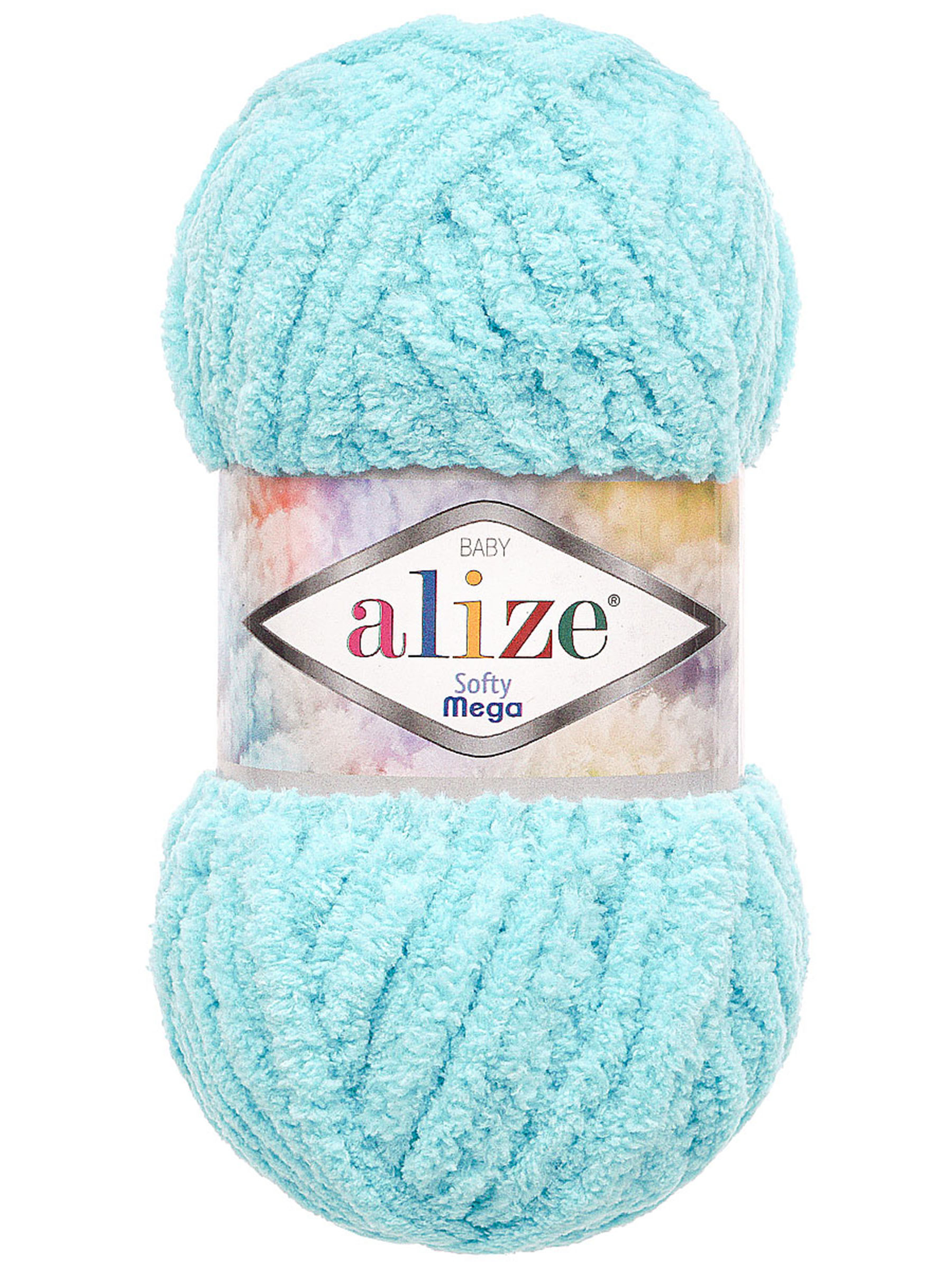Пряжа для вязания Alize softy mega 100 гр 70 м микрополиэстер мягкая 128 морская пена 5 мотков - фото 4