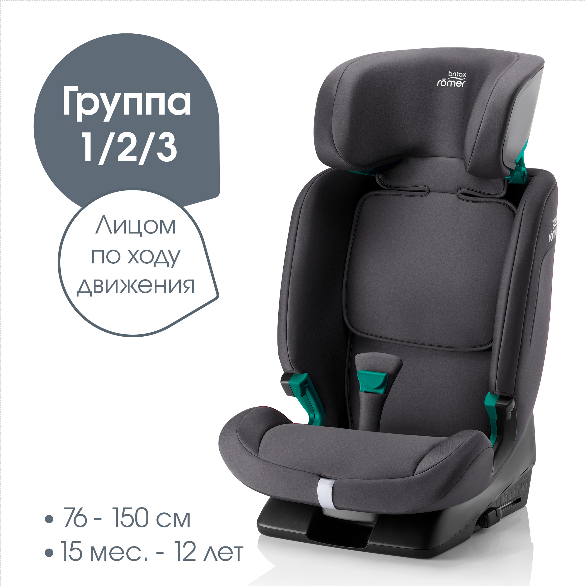 Автокресло Britax Roemer Evolvafix Isofix 1/2/3 (9-36 кг) серый - фото 2