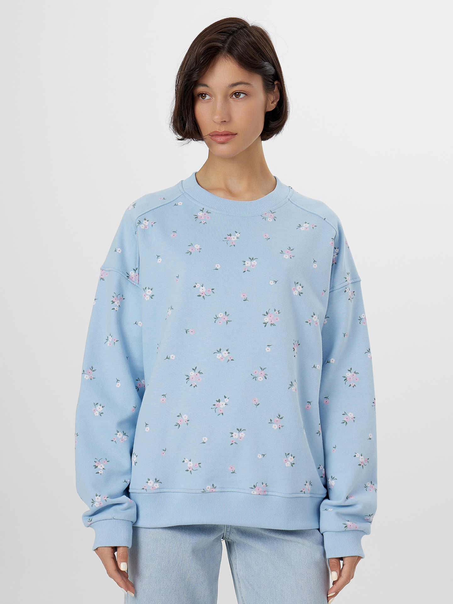 Свитшот Mark Formelle (Марк Формэль) 122969/цветочки на св.голубом - фото 1