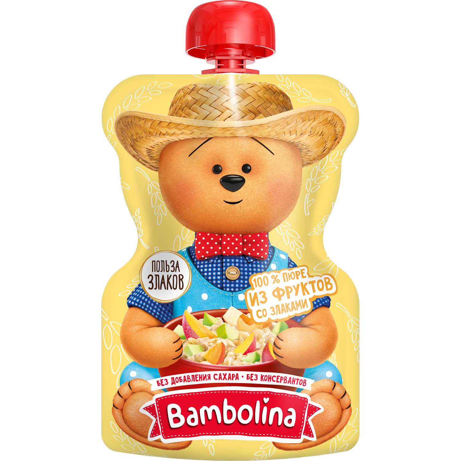 Пюре Bambolinа Манго-яблоко-абрикос-злаки с 6 мес 130 г - фото 1