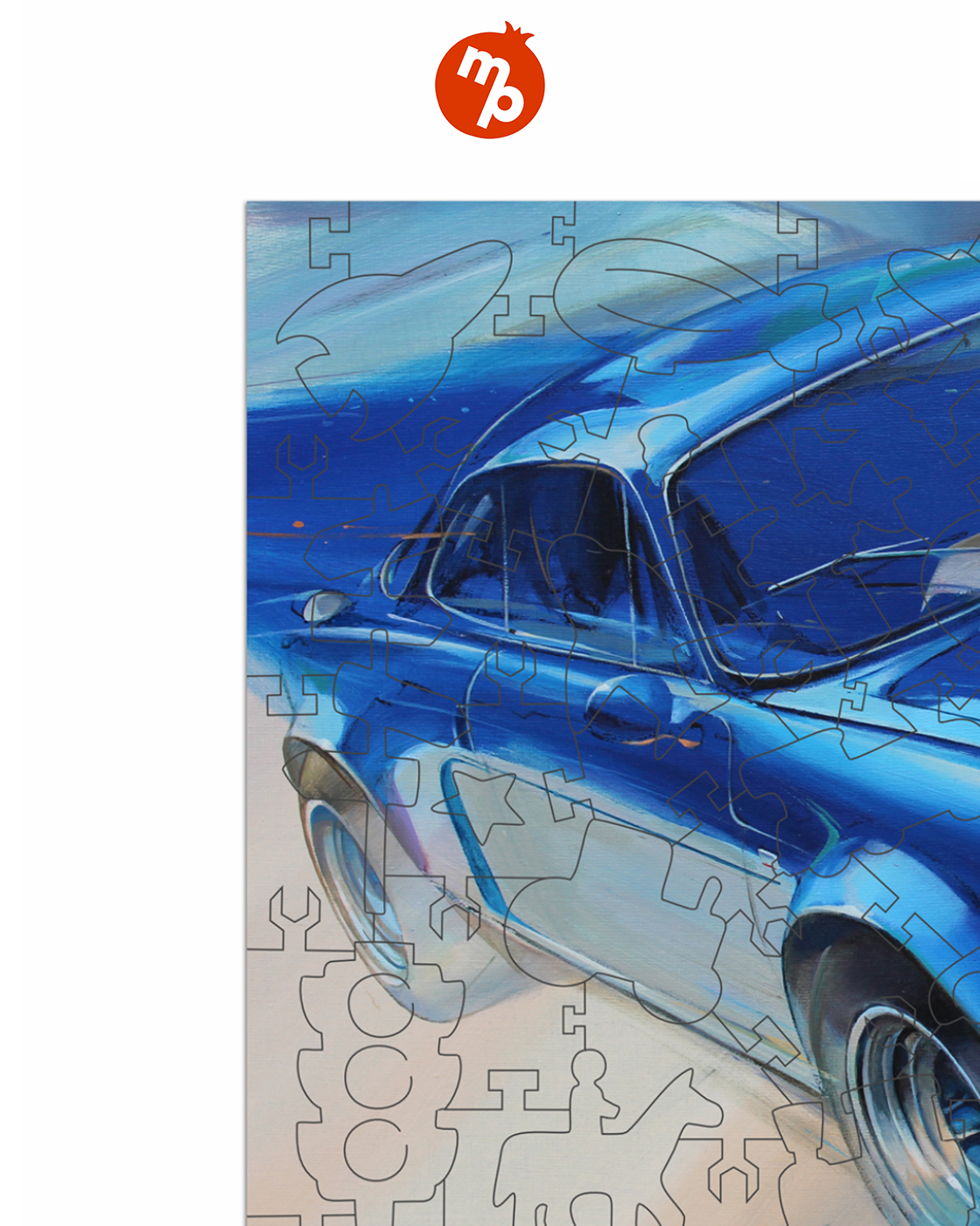 Пазл 1TOY Автомобиль ретро синий деревянный - фото 8