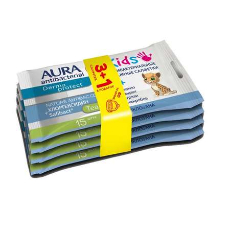 Влажные салфетки AURA 15 шт.