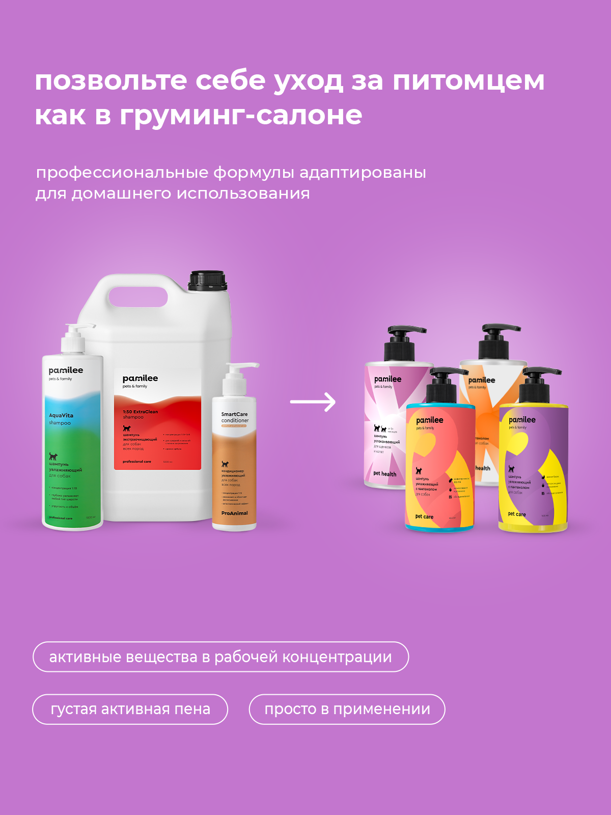 Шампунь с ароматом банана Pamilee универсальный домашний увлажняющий для собак - фото 7