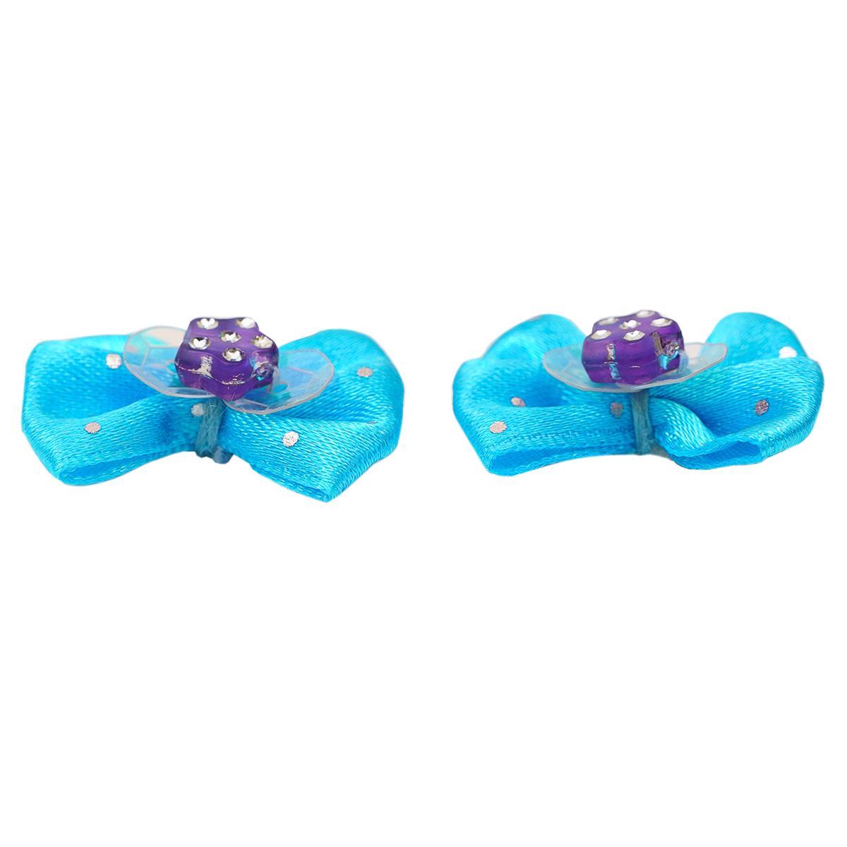 Бантик для животных V.I.Pet Голубой с точками 2шт - фото 1