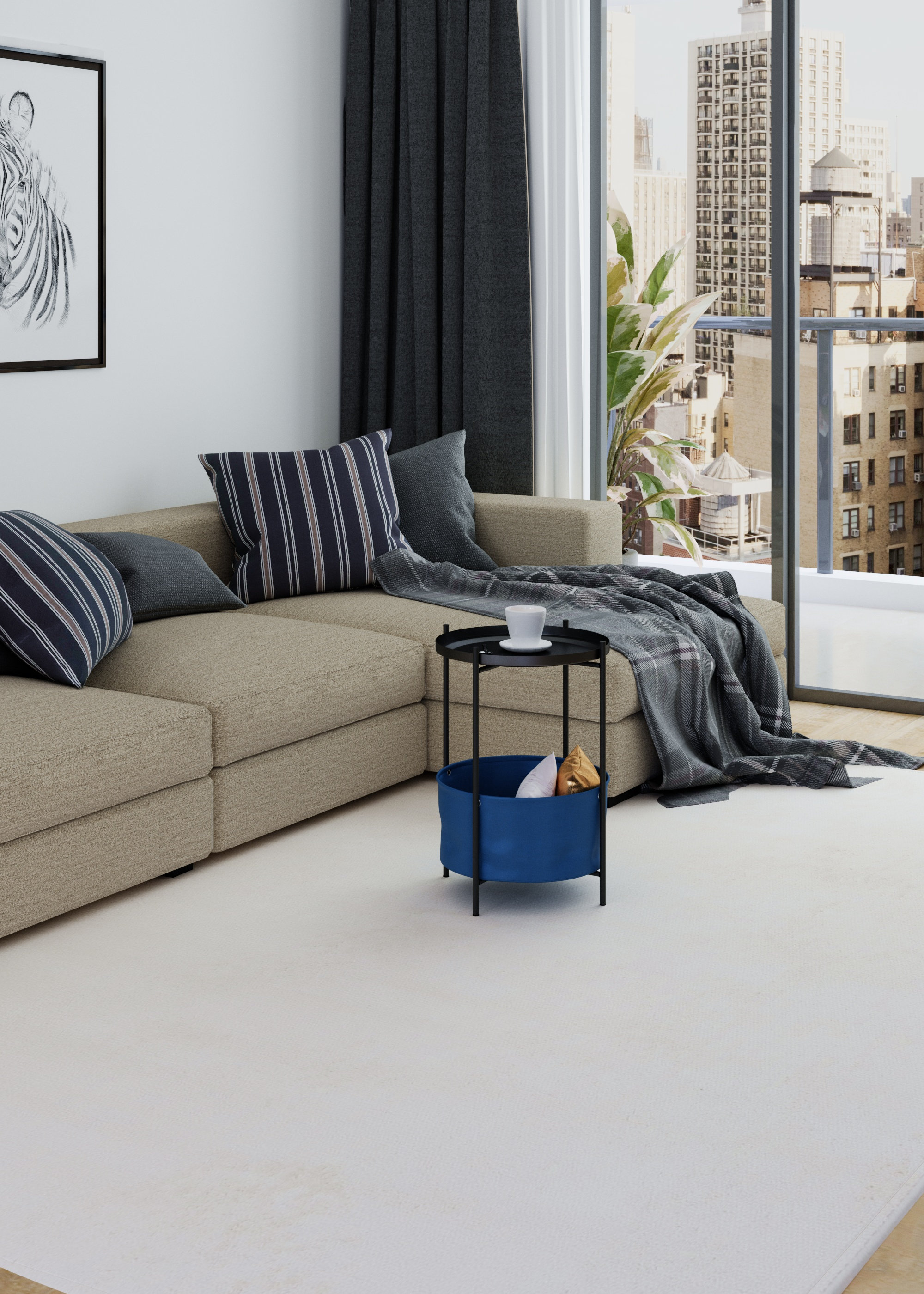 Стол журнальный LAVARIS Элдэй CUBA DENIM синий/черный муар - фото 4