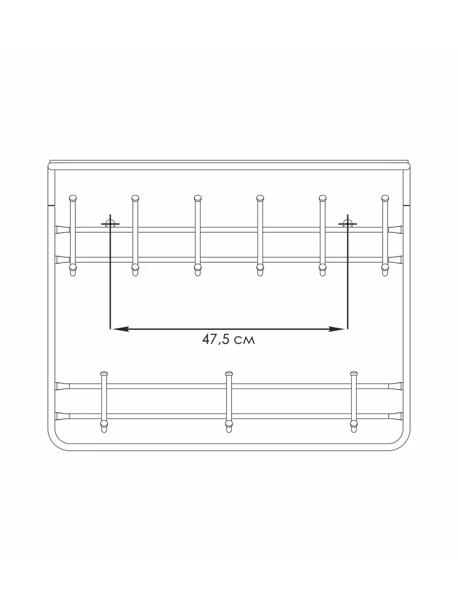 Вешалка настенная ЗМИ с полкой 2х80 цвет белый - фото 6