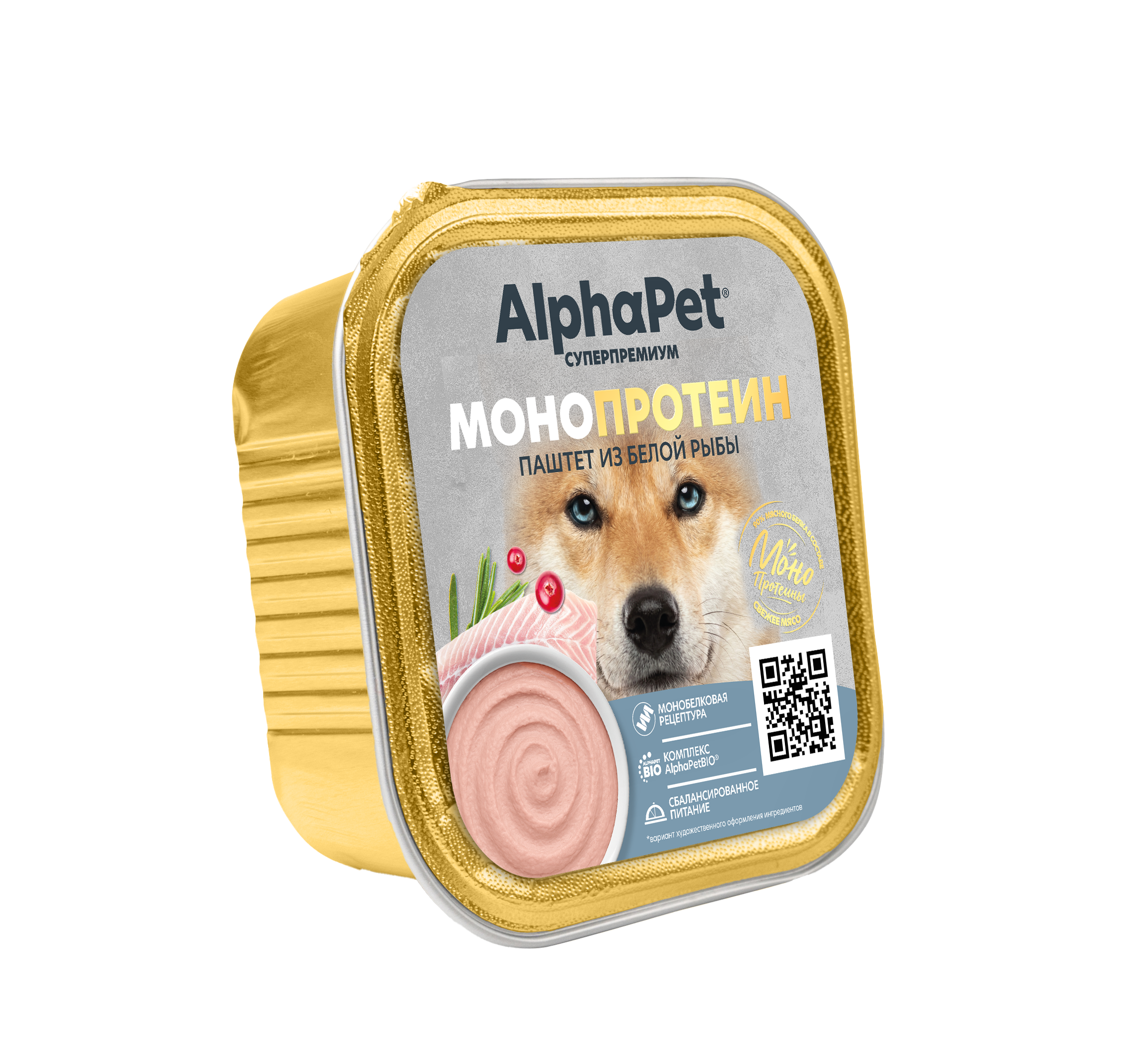 Влажный корм для собак AlphaPet паштет из белой рыбы - фото 1