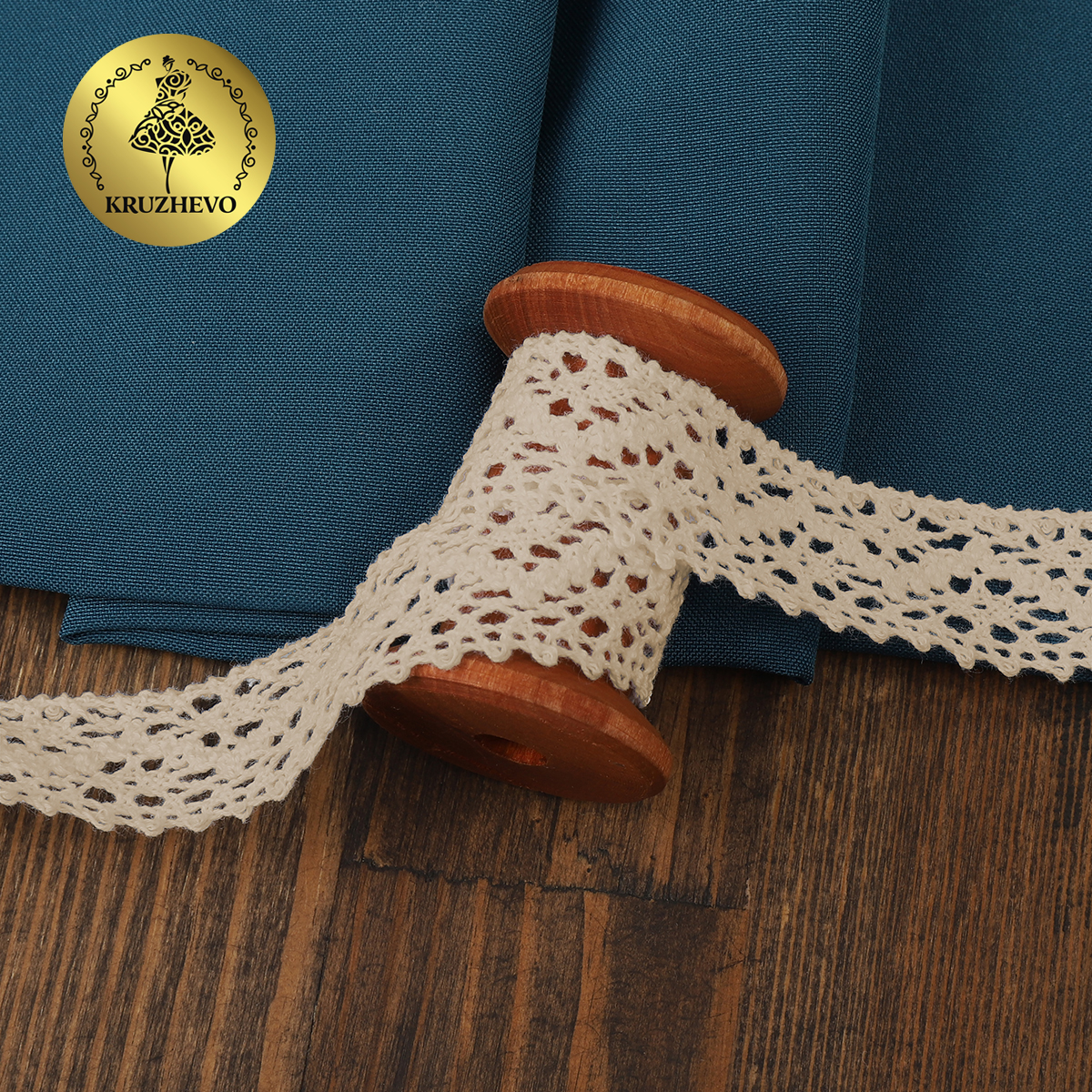 Кружево вязаное хлопковое KRUZHEVO 25мм цв.натуральный уп.25м - фото 2