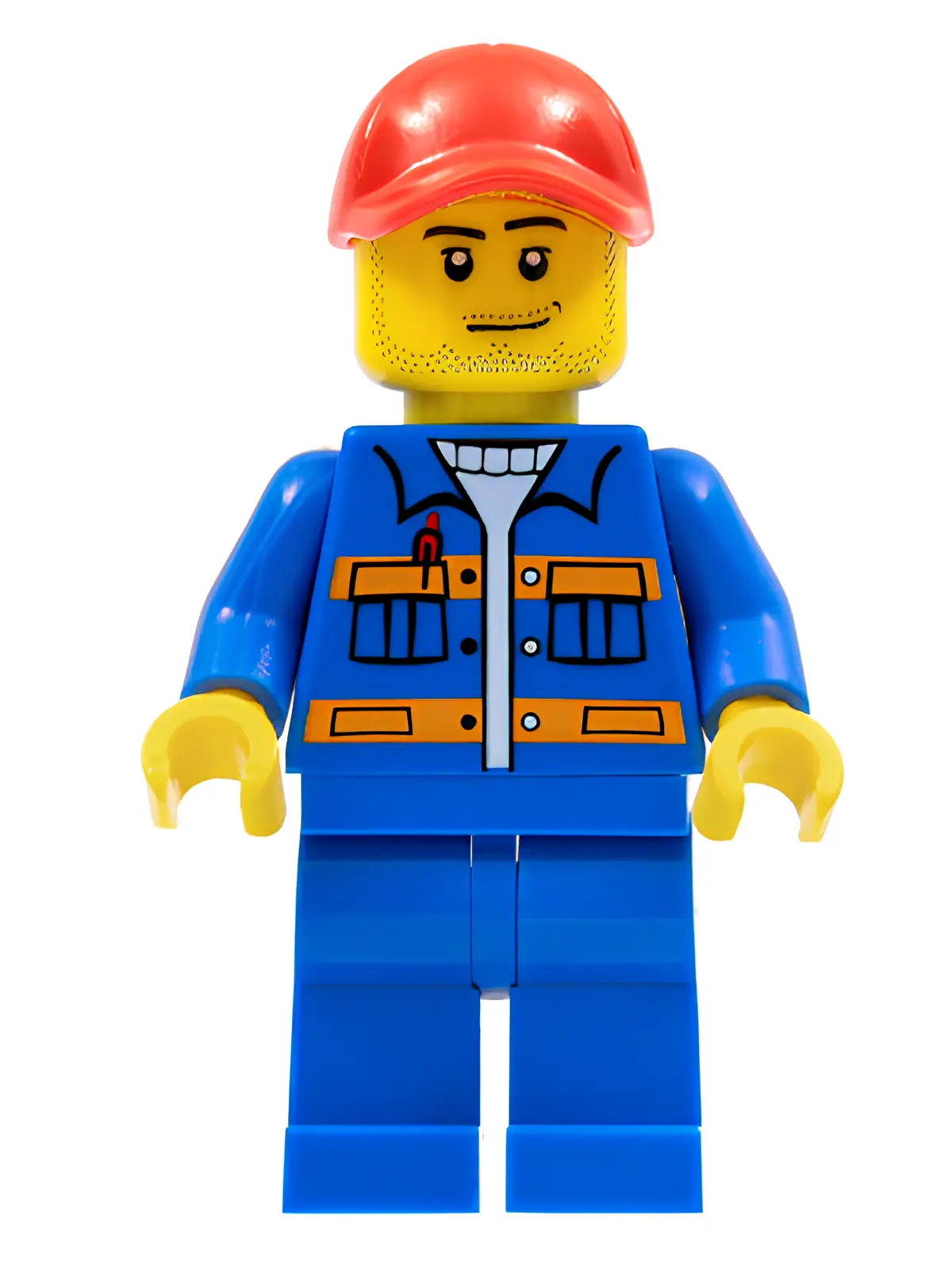 Изображение товара Минифигурка LEGO City Blue Jacket с карманами и оранжевыми полосками Изображение товара Минифигурка LEGO City Blue Jacket с карманами и оранжевыми полосками