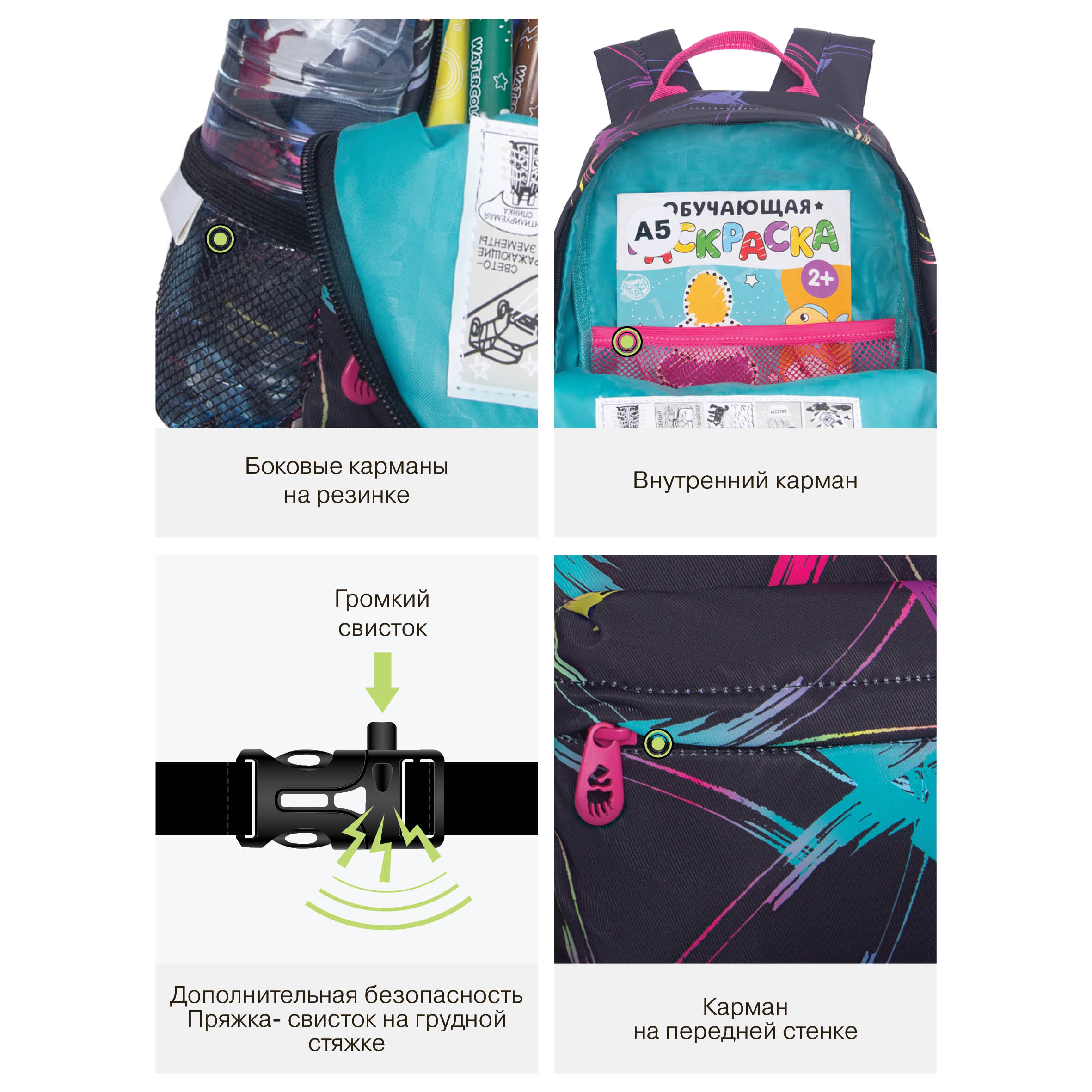 Рюкзак дошкольный Grizzly Кляксы - фото 12