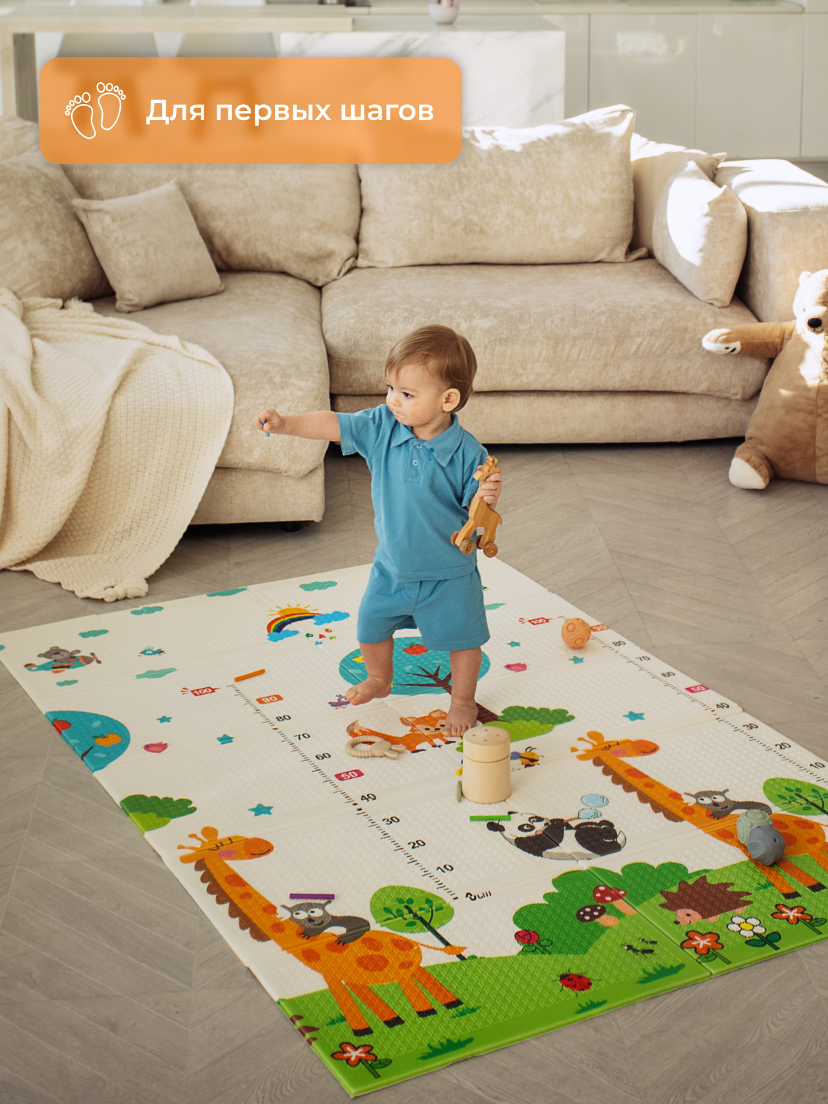 Детский складной коврик Mamagoods Городок и жираф 120 x 180 см 1 шт. - фото 14