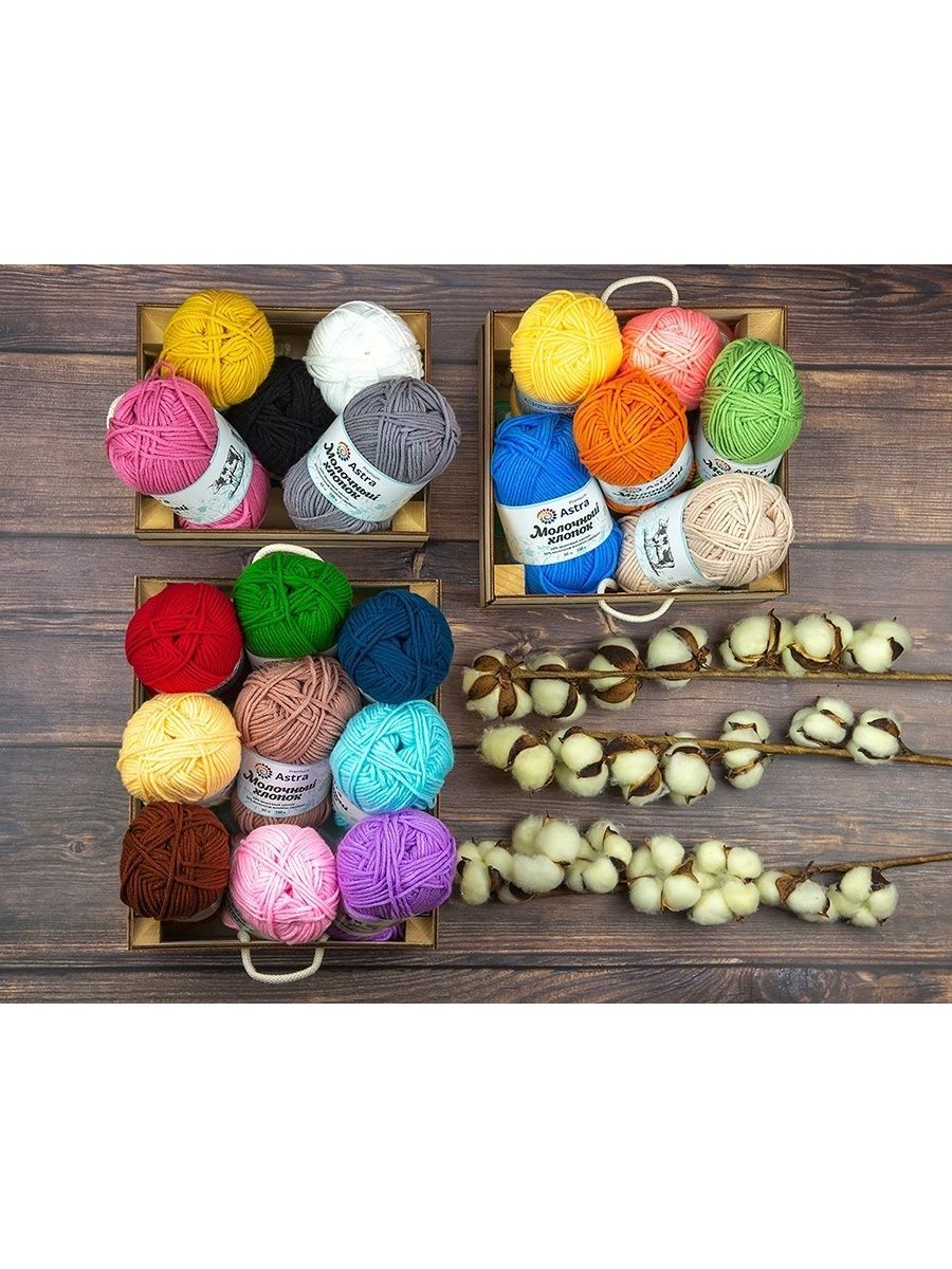 Пряжа для вязания Astra Premium milk cotton хлопок акрил 50 гр 100 м 04 желтый 3 мотка - фото 15