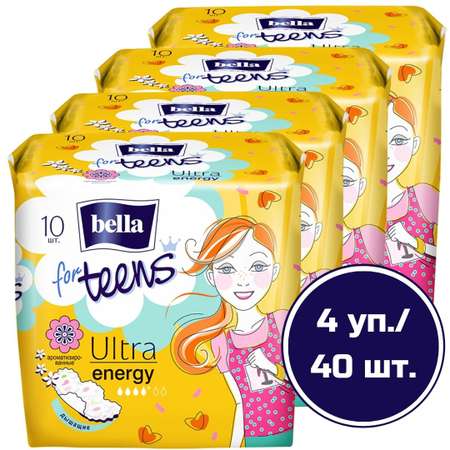 Прокладки супертонкие BELLA for teens Ultra energy 10 шт х 4 упаковки