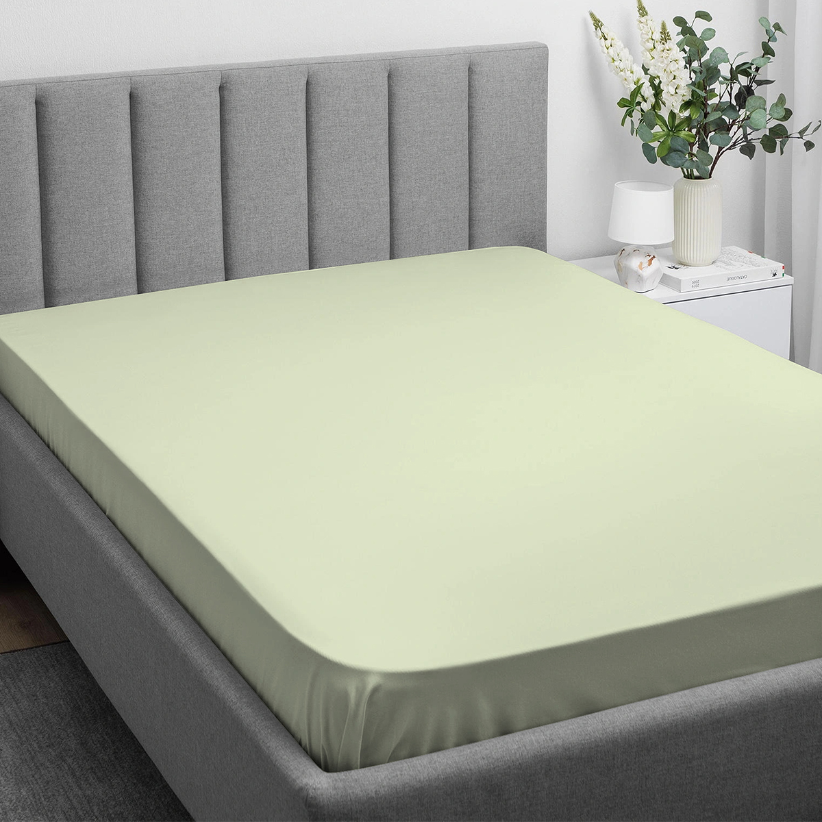 Простыня Monocolor 1.5-спальная сатин 150х220 рис.4731-1 оливковый - фото 6