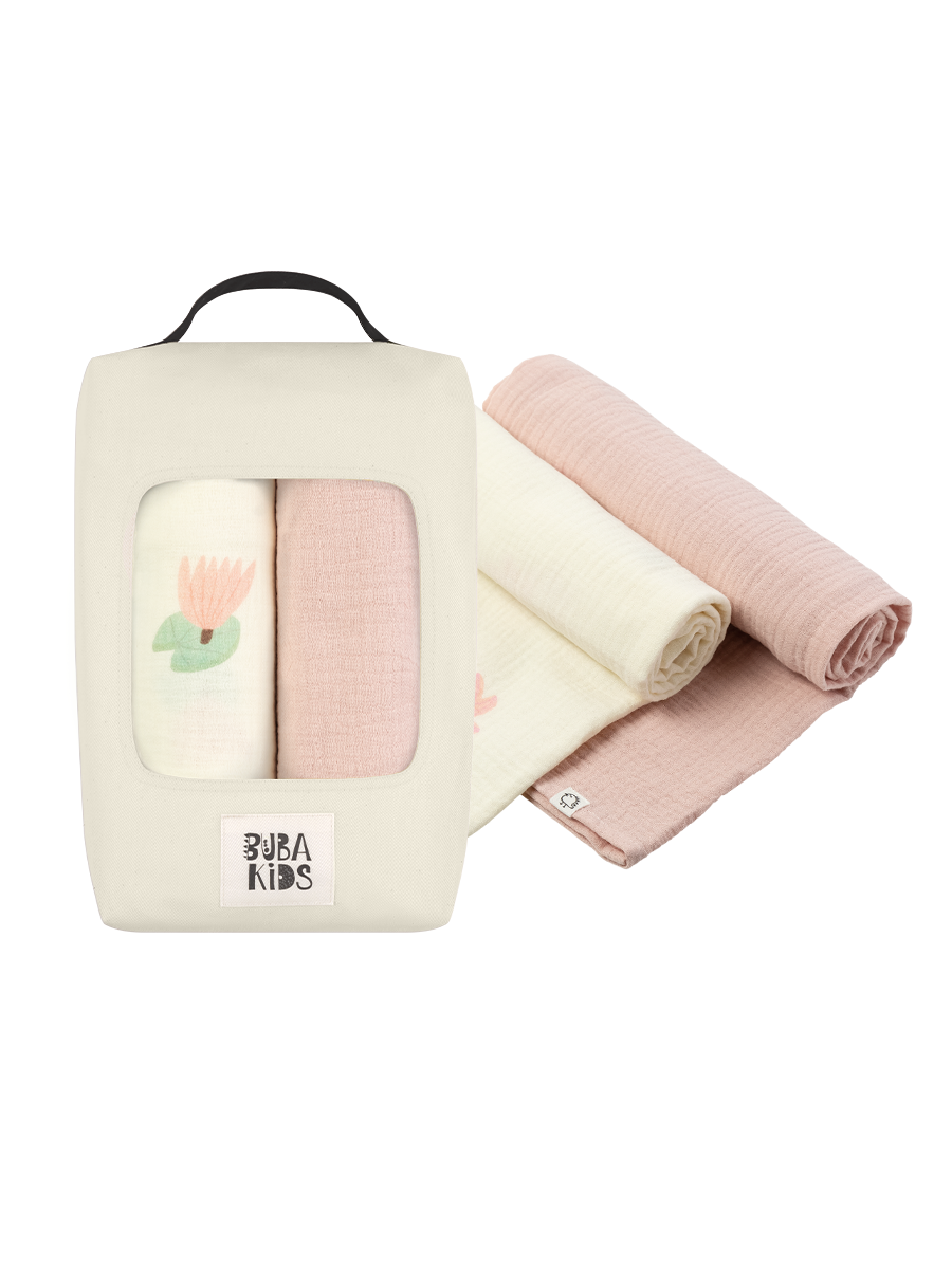 Пеленки муслиновые 2 шт BUBA KIDS Кувшинка розовая пудра 75х115 см - фото 10