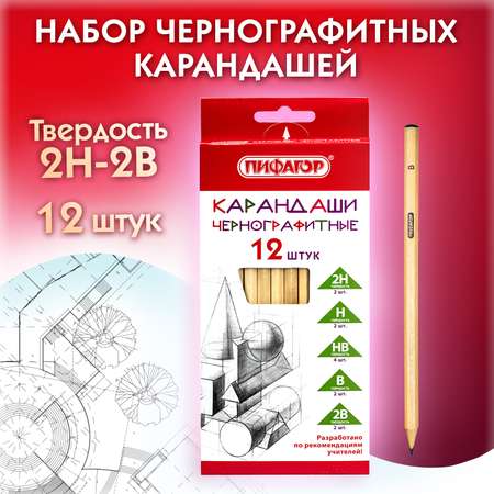 Карандаши чернографитные Пифагор 12 шт.