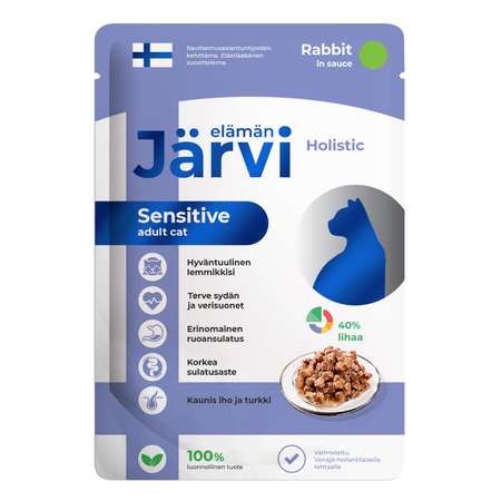 Корм для кошек Jarvi с чувствительным пищеварением кусочки в желе кролик 85г