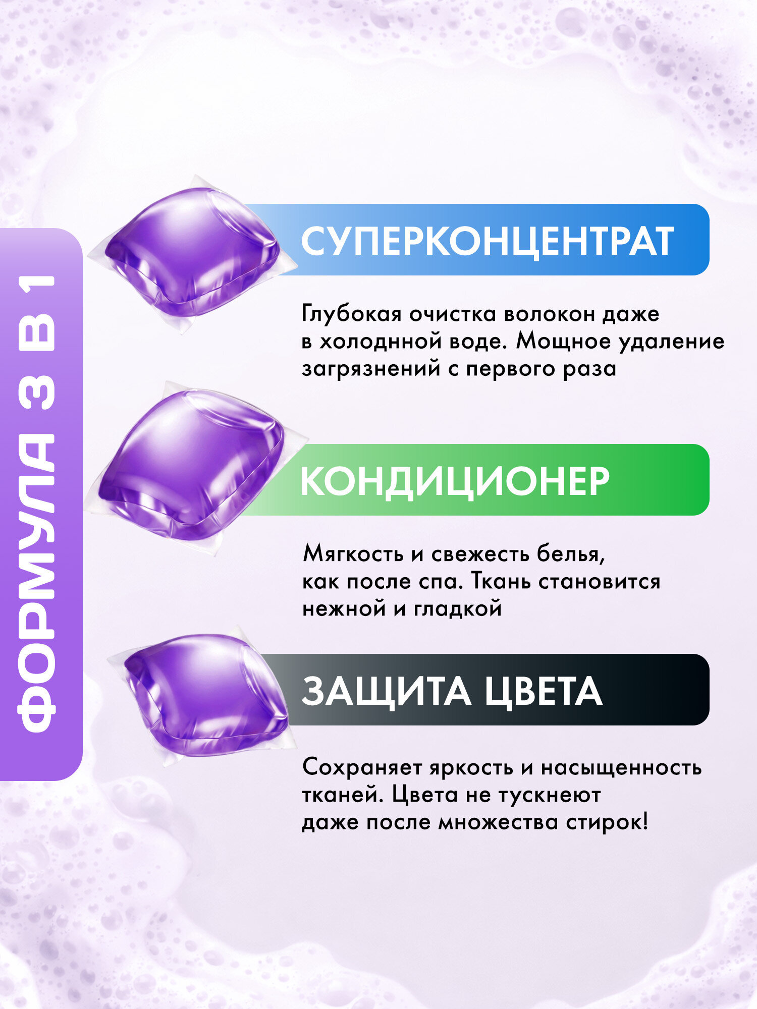 Капсулы для стирки Perklin Лаванда 0.44 кг 55 шт. - фото 2