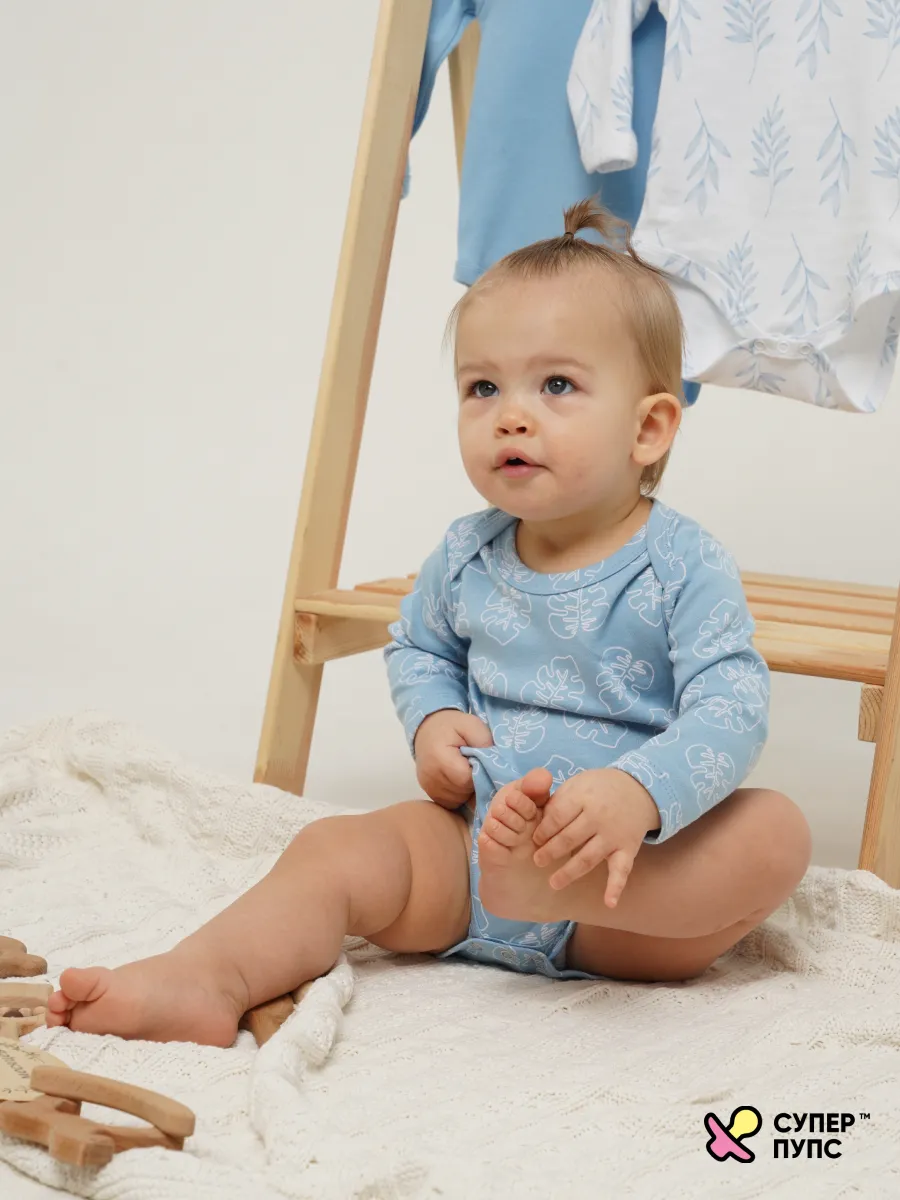 Боди 3 шт Супер Пупс нбр/3пр/бд/sk20/синийлисточкиветочки - фото 18