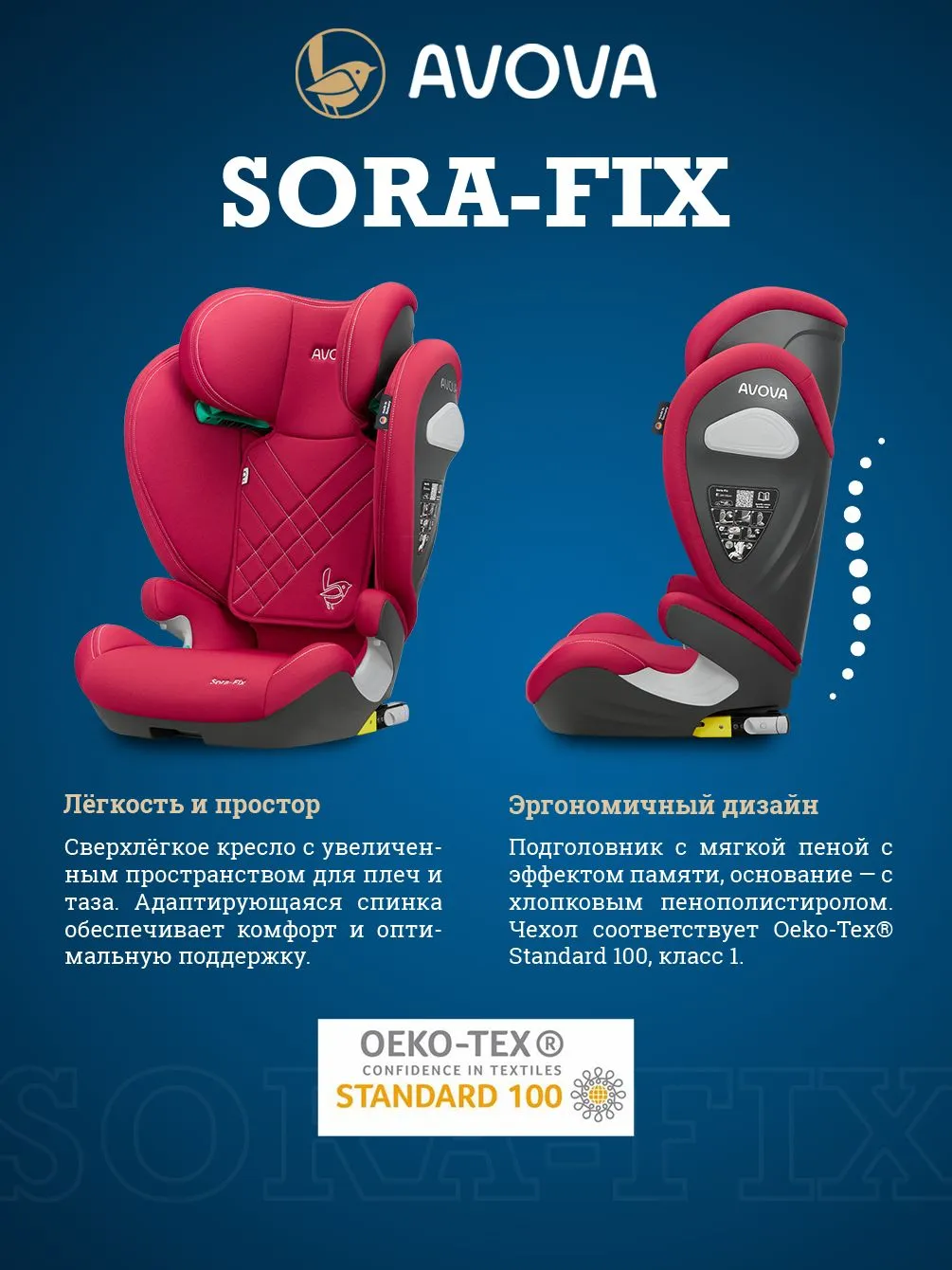 Автокресло Avova Sora-Fix Isofix 2/3 (15-36 кг) розовый - фото 3