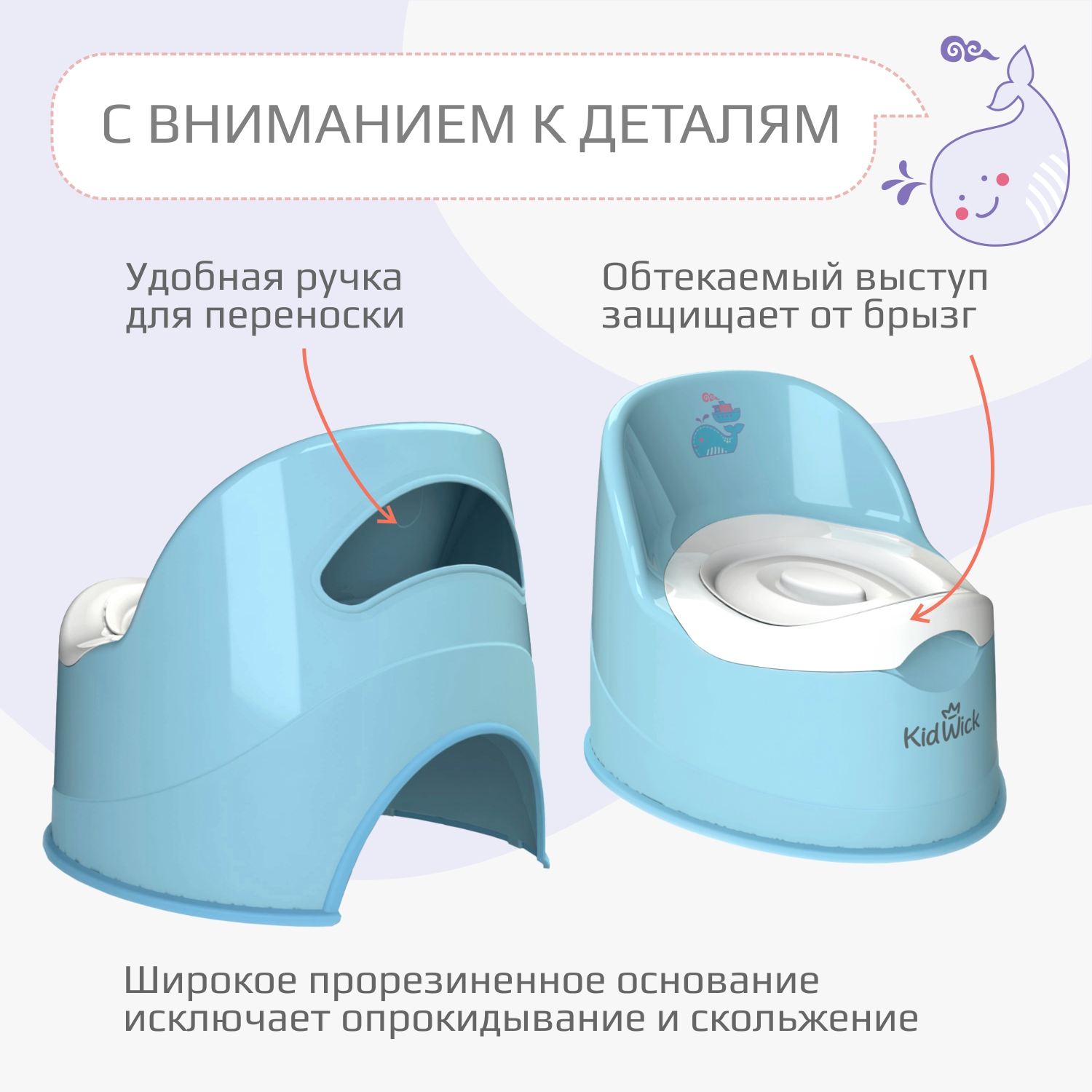 Горшок детский KidWick Гигант голубой с белой крышкой - фото 3
