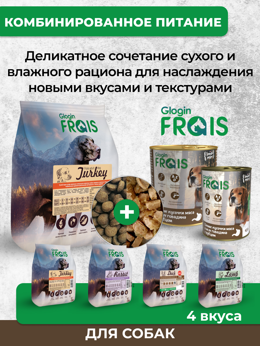 Консервированный корм Frais Влажный корм Holistic Dog для собак кусочки в желе говядина с рубцом 420г х 12шт - фото 8