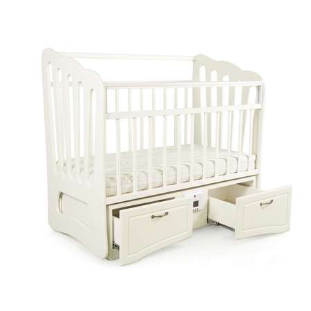 Детская кроватка Dakababy прямоугольная, поперечный маятник (белый)