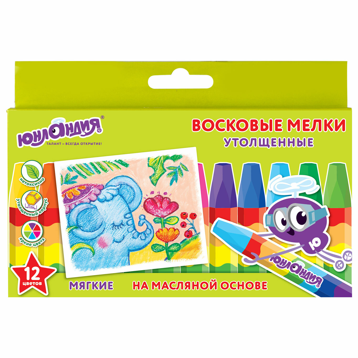 Восковые мелки Юнландия 12 шт. - фото 2