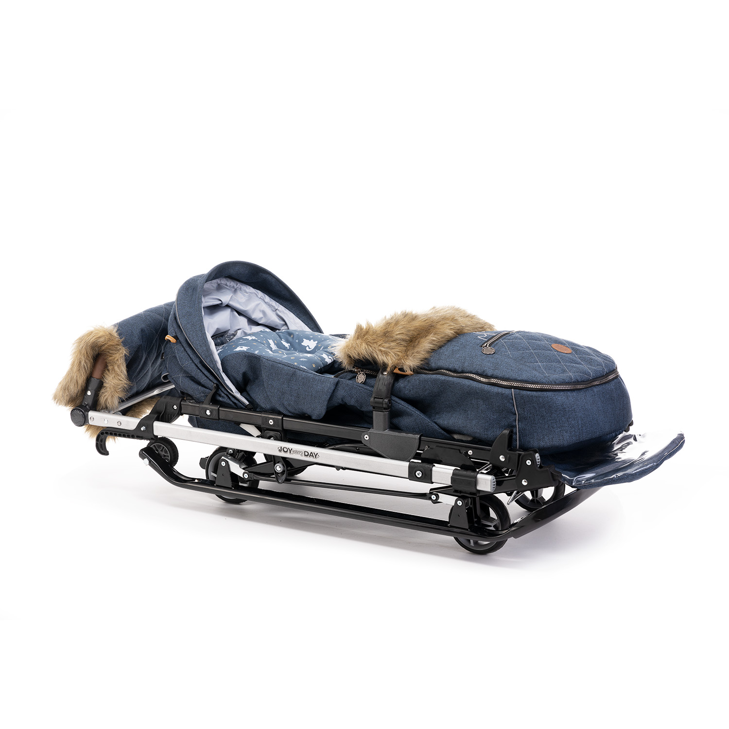 Санки-коляска NiKA kids синий с котятами - фото 5