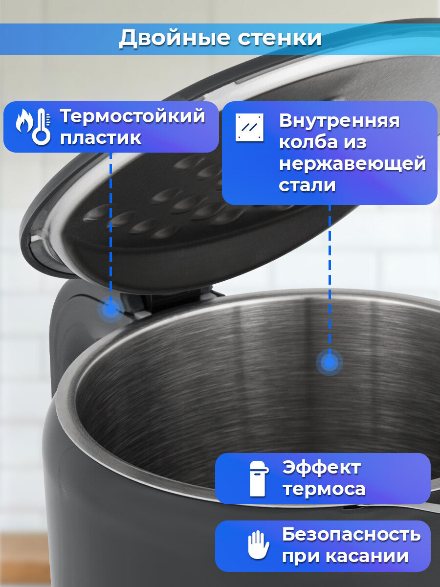 Чайник электрический Sonnen 1,7 л с терморегулятором и дисплеем - фото 3