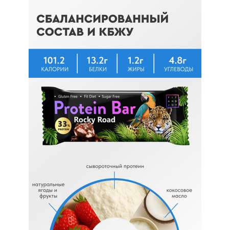 Протеиновый батончик FIT AND JOY со вкусом роки-роуд набор 16 шт